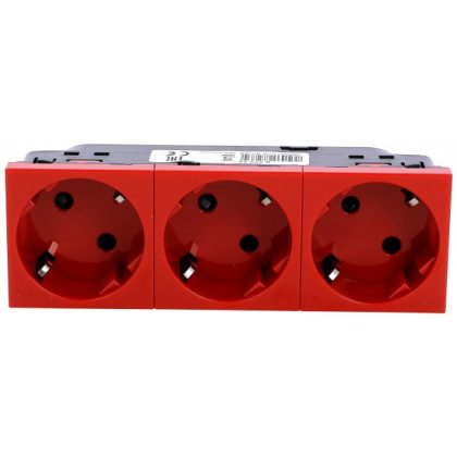 LEGRAND 077282 Program Mosaic 3x2P+F dugalj csatlakozóaljzat reteszelt, sínezett, rugós, piros