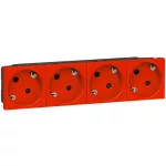   LEGRAND 077283 Program Mosaic 4x2P + F socket locked, railed, spring-loaded, red
