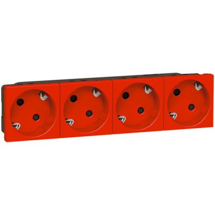  LEGRAND 077283 Program Mosaic 4x2P+F dugalj csatlakozóaljzat reteszelt, sínezett, rugós, piros