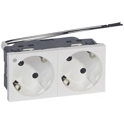   LEGRAND 077290 Program Mosaic 2x2P + F socket with directional light, railed, spring-loaded, white