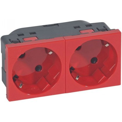   LEGRAND 077292 Program Mosaic 2x2P + F socket locked, with directional light, railed, spring-loaded, red