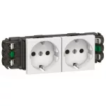   LEGRAND 077402 Program Mosaic 2x2P+F DLP socket, rails, spring, white