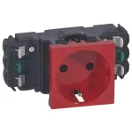   LEGRAND 077411 Program Mosaic 1x2P+F DLP socket, railed, spring, red
