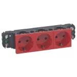   LEGRAND 077413 Program Mosaic 3x2P+F DLP socket, railed, spring, red
