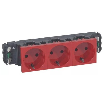   LEGRAND 077413 Program Mosaic 3x2P+F DLP socket, railed, spring, red