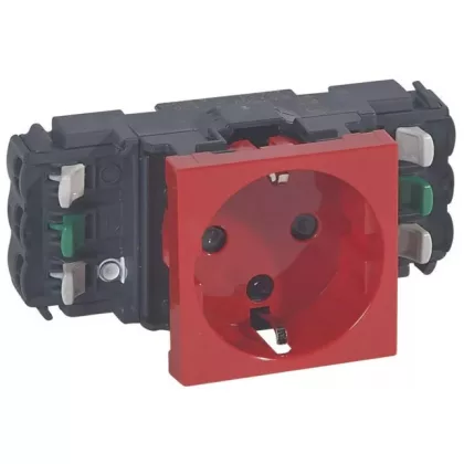  LEGRAND 077421 Program Mosaic 1x2P+F DLP aljzat reteszelt, sínezett, rugós, piros