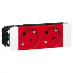   LEGRAND 077422 Program Mosaic 2x2P+F DLP socket locked, rails, spring, red