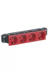 LEGRAND 077424 Program Mosaic 4x2P+F DLP socket locked, rails, spring, red LEGRAND 077424 Program Mosaic 4x2P+F DLP socket locked, rails, spring, red