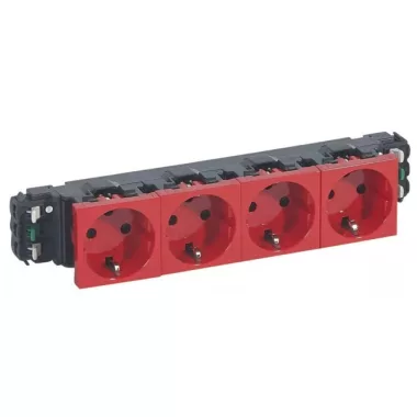 LEGRAND 077424 Program Mosaic 4x2P+F DLP socket locked, rails, spring, red LEGRAND 077424 Program Mosaic 4x2P+F DLP socket locked, rails, spring, red