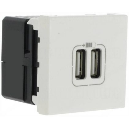   LEGRAND 077594 Program Mosaic dual USB charging socket, 1500 mA, 2-module, white