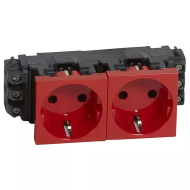 LEGRAND 077612 Program Mosaic 2x2P+F DLP socket, railed, screw, red