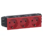   LEGRAND 077613 Program Mosaic 3x2P+F DLP socket, railed, screw, red