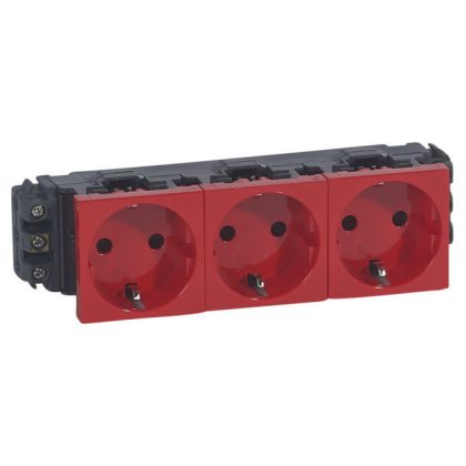   LEGRAND 077613 Program Mosaic 3x2P+F DLP aljzat, sínezett, csavaros, piros