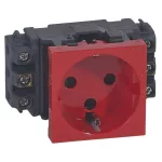   LEGRAND 077621 Program Mosaic 1x2P+F DLP socket locked, railed, screw, red