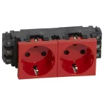   LEGRAND 077622 Program Mosaic 2x2P+F DLP socket locked, railed, screw, red