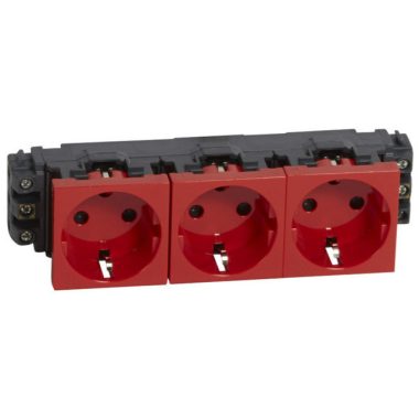 LEGRAND 077623 Program Mosaic 3x2P+F DLP aljzat reteszelt, sínezett, csavaros, piros
