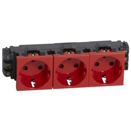 LEGRAND 077623 Program Mosaic 3x2P+F DLP aljzat reteszelt, sínezett, csavaros, piros