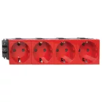   LEGRAND 077624 Program Mosaic 4x2P+F DLP socket locked, railed, screw, red