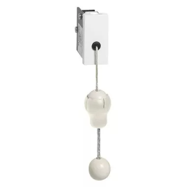 LEGRAND 078376 Program Mosaic drawstring pusher, 1 module, white, antimicrobial