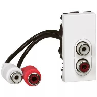 LEGRAND 078747 Program Mosaic 2xRCA audió aljzat, elővezetékezett, 1 modulos, fehér