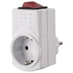   GAO 0790H Grounded Intermediate Plug Socket with Bipolar Light Switch, Plastic, White, 250V ~ 50Hz, 16A