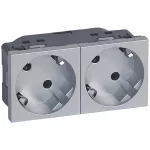   LEGRAND 079282 Program Mosaic 2x2P + F socket, railed, spring-loaded, aluminum