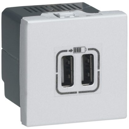   LEGRAND 079394 Program Mosaic kettős USB töltő aljzat, 1500 mA, 2 modulos, alumníium