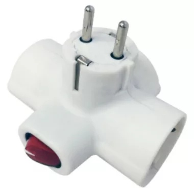 GAO 0794H földelt, kapcsolóval, gyermekvédelmi retesszel ellátott T elosztó, 230V, 16A