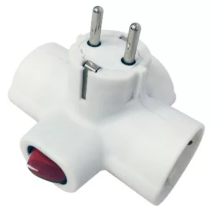   GAO 0794H földelt, kapcsolóval, gyermekvédelmi retesszel ellátott T elosztó, 230V, 16A