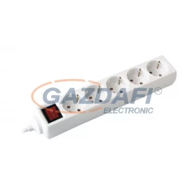 COMMEL 232-505 elosztó kapcsolóval, 5 dugaljas, 5m, 16A 250V~3500W, H05VV-F 3x1.5