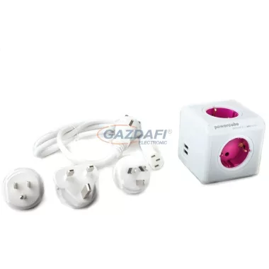 ALLOCACOC Utazó adapter készlet, 6-10A, 250V + elosztó, 5x2P+F, 10A, 250V + 2P+F 1m kábel