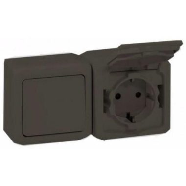 LEGRAND 083934 Kontállux IP44 2x2P+F dugalj csatlakozóaljzat szürke