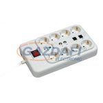   COMMEL 0855 túlfeszültség védelmes elosztó, 8-as, 3m, 16A, telefon port, antenna port