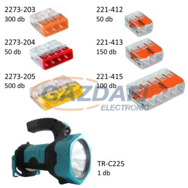 WAGO 1150 db-os vezeték összekötő csomag + LED-es kézilámpával