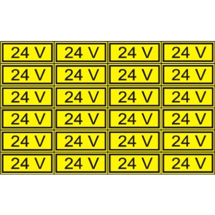 "24V" öntapadó felirat, sárga, 100x60mm