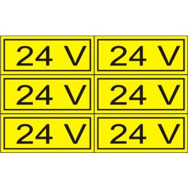 "24V" öntapadó felirat, sárga, 100x60mm
