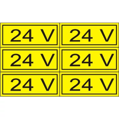 "24V" öntapadó felirat, sárga, 100x60mm