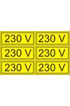 "230V" öntapadó felirat, sárga, 100x60mm