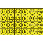 Fázis jelölő öntapadó felirat, sárga, 100x60mm