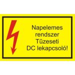   "Napelemes rendszer Tűzeseti DC lekapcsoló" öntapadó felirat, sárga, 95x60mm