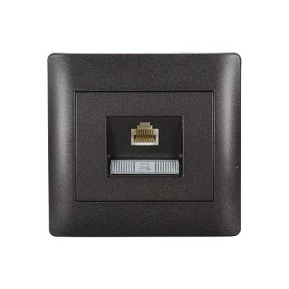   ELMARK "Rhyme" süllyesztett informatikai csatlakozóaljzat RJ45 Cat6e, metál grafit