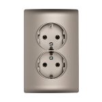   ELMARK "Rhyme" süllyesztett dupla dugalj, metál szürke