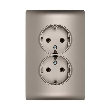 ELMARK "Rhyme" süllyesztett dupla dugalj, metál szürke