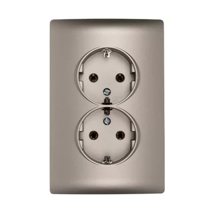 ELMARK "Rhyme" süllyesztett dupla dugalj, metál szürke