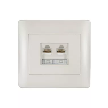 ELMARK "Rhyme" süllyesztett dupla informatikai csatlakozóaljzat RJ45, metál fehér