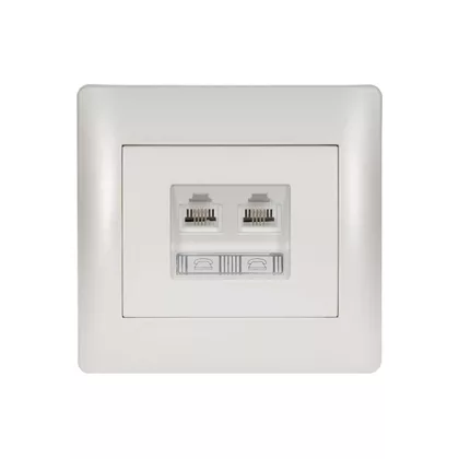   ELMARK "Rhyme" süllyesztett dupla telefon csatlakozóaljzat RJ11, metál fehér