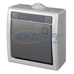   ELEKTRO-PLAST 1205-10 "Aquant" nyomó kapcsoló csengőjellel, falon kívüli, szürke, IP55, UV álló, 250V, 10A