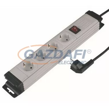 GAO 12429 Kultúr hosszabbitó kapcs. 4-es gyv., 3x1,0, 2m, szürke