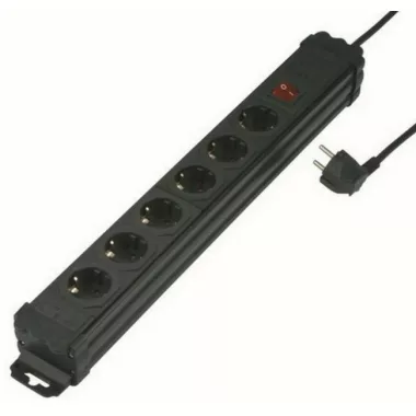 GAO 12435 Kultúr hosszabbitó kapcs. 6-os gyv., 3x1,0, 2m, fekete