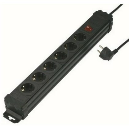   GAO 12435 Kultúr hosszabbitó kapcs. 6-os gyv., 3x1,0, 2m, fekete